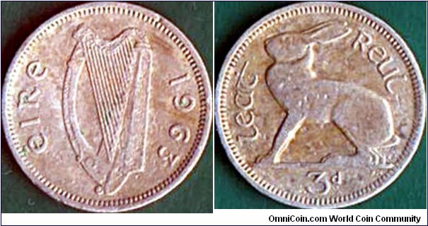Ireland 1963 3 Pence.