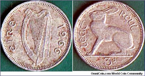 Ireland 1966 3 Pence.