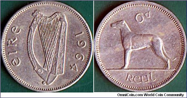 Ireland 1964 6 Pence.