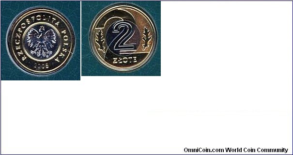 2 Złote from set Miniatures of Polish Circulation Coins.
