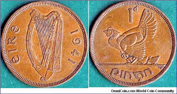 Ireland 1941 1 Penny.