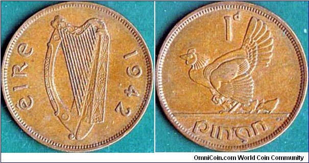 Ireland 1942 1 Penny.