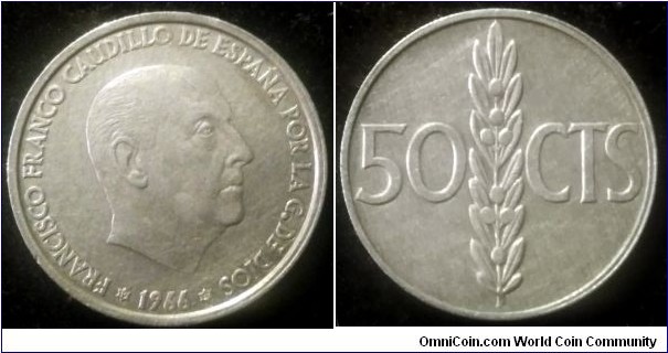 Spain 50 centimos.
1966 (1967)