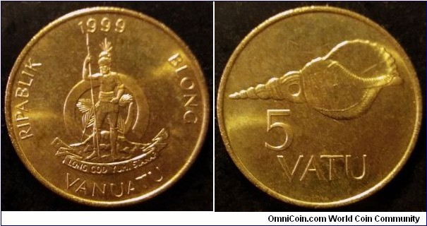 Vanuatu 5 vatu. 1999, Nickel brass.