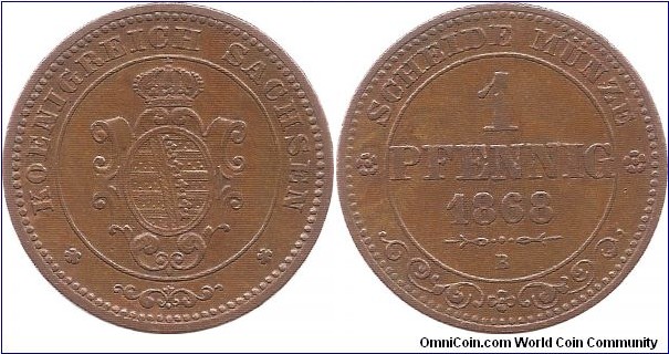 1 Pfennig 1868 Dresden Mint