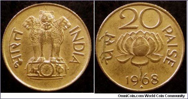 India 20 paise.
1968, Mumbai Mint.