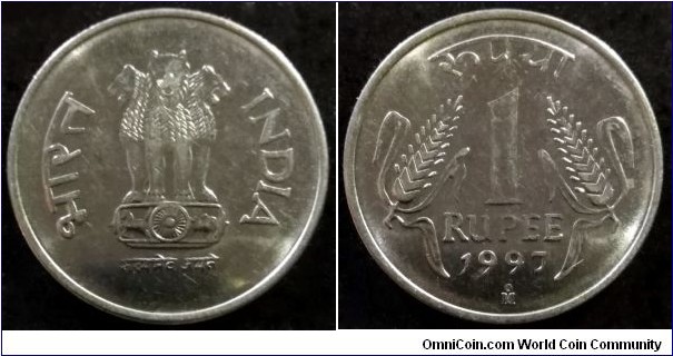 India 1 rupee. 1997, Mexico City Mint. Stainless steel.
