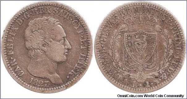 1 Lira 1827 Sardinia
