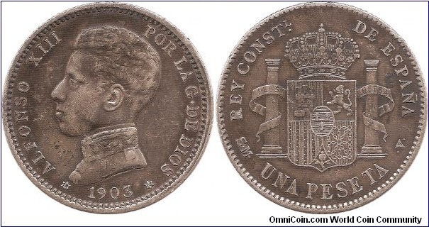 1 Peseta 1903 Spain