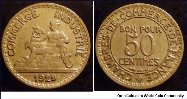 France 50 centimes.
1929, Key date.