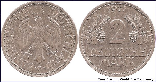 2 Mark 1951 Karlsruhe Mint