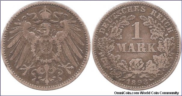 1 Mark 1893 Muldenhütten Mint