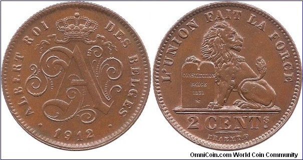 2 Centimes 1912 Belgium