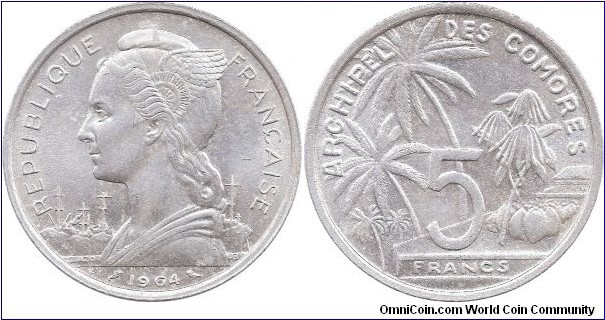 5 Francs 1964 Comoros