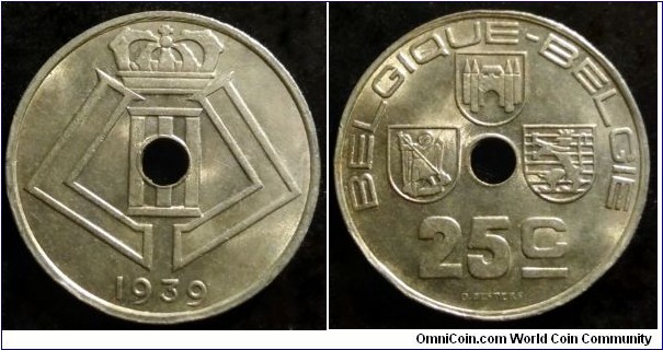 Belgium 25 centimes.
1939, Leopold III.
