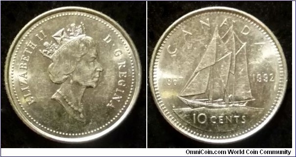 Canada 10 cents. 1992, 125th Anniversary of Canadian Confederation.