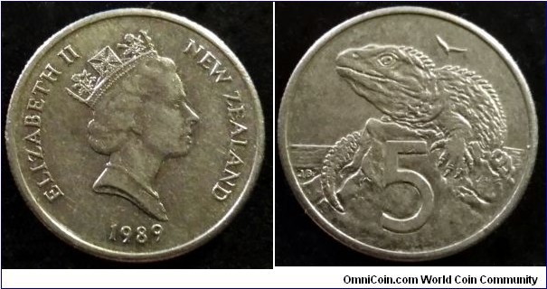 New Zealand 5 cents.
1989