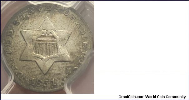 1851 3CS
PCGS XF45
3 cent silver