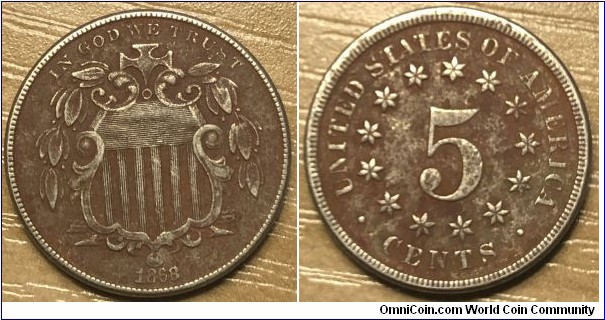 1868 shield nickel