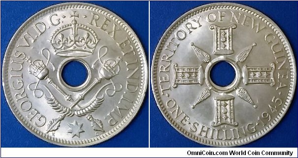 1 shilling, British New Guinea, 92.5% silver, 23.5 mm