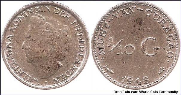 1/10 Gulden 1948 Curaçao