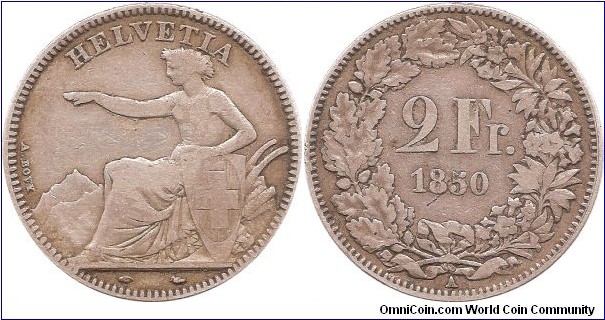 2 Francs 1850 Switzerland