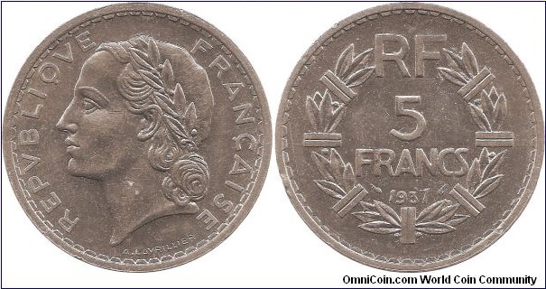 5 Francs 1937 France