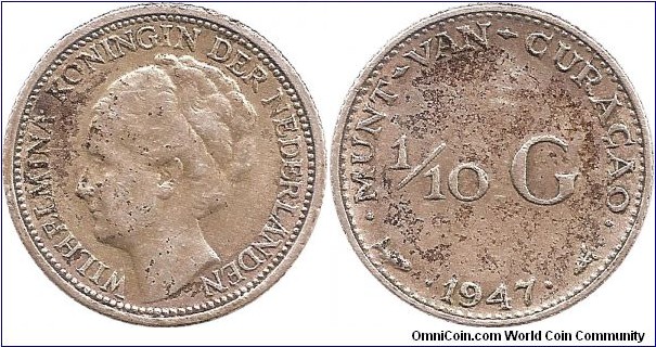 1/10 Gulden 1947 Curaçao
