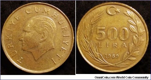 Turkey 500 lira.
1989 (II)