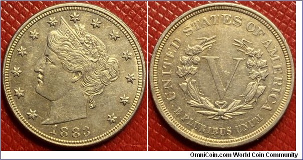 1883 liberty V nickel
No cents