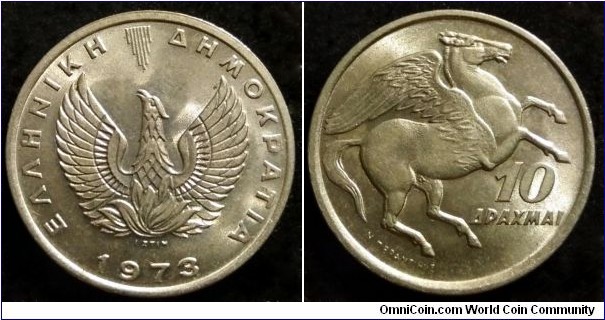 Greece 10 drachmai.
1973 (II)