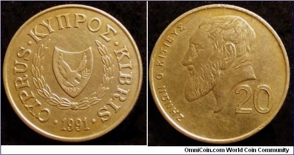 Cyprus 20 cents.
1991