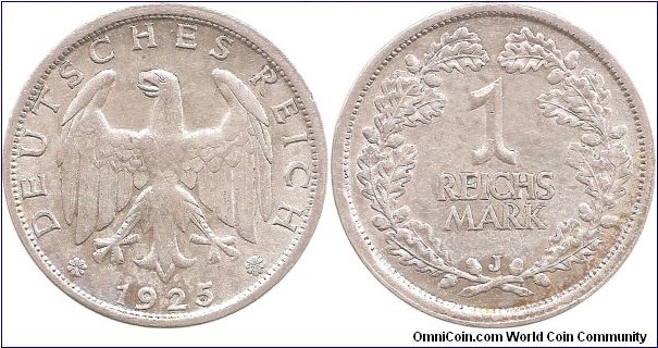 1 Mark 1925 Hamburg Mint