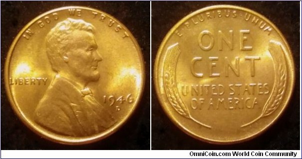 1946 D Lincon wheat cent.