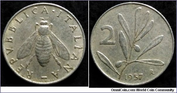 Italy 2 lire.
1957