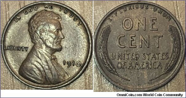 1910-P
Lincoln cent AU