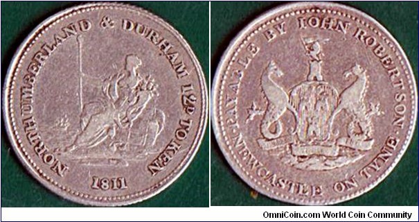 Newcastle on Tyne 1811 12 Pence (1 Shilling).

John Robertson.