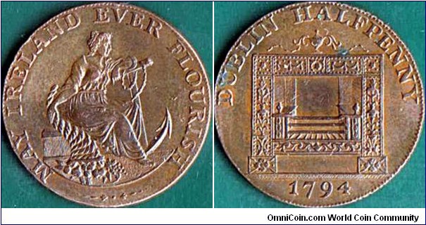 Dublin 1794 1/2 Penny.

W. Parker.