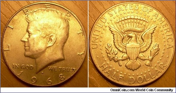 1968-D Kennedy half dollar 