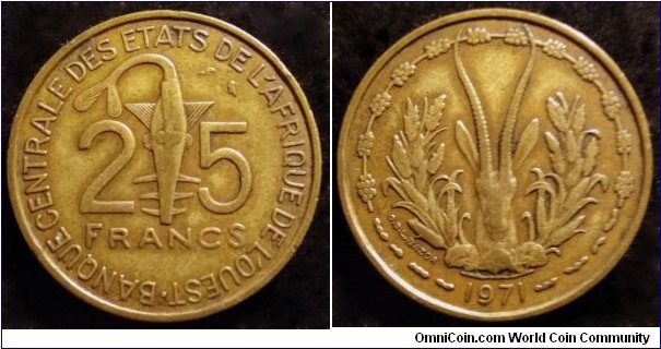 West African States 25 francs. 1971