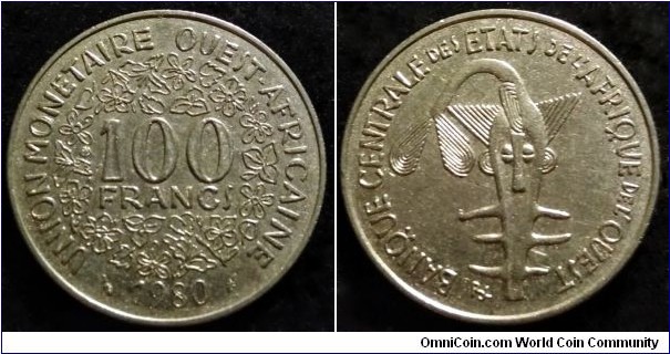West African States 100 francs. 1980 (II)