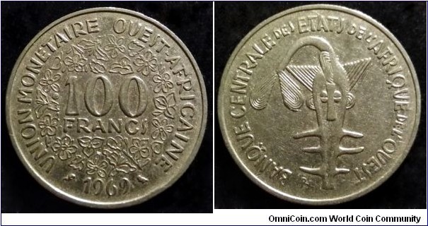West African States 100 francs. 1969 (II)