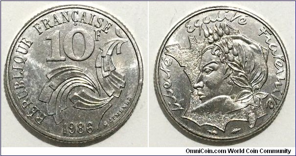 10 Francs (5th French Republic // Nickel 6.5g)