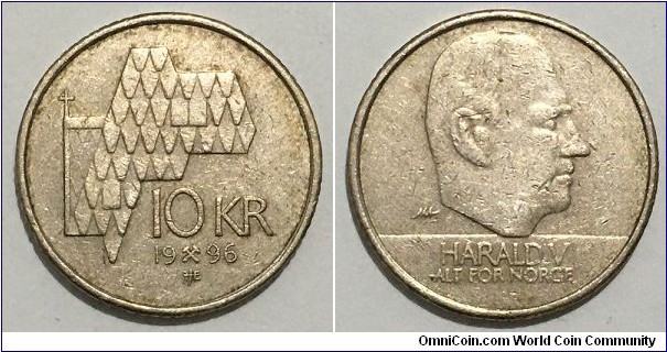 10 Kroner (Kingdom of Norway / King Harald V // Nickel Brass)