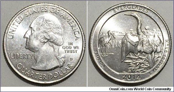 1/4 Dollar (Federal State - USA / Washington Quarter / Everglades National Park, Florida // Copper-Nickel clad Copper)