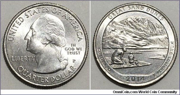 1/4 Dollar (Federal State - USA / Washington Quarter / Great Sand Dunes, Colorado // Copper-Nickel clad Copper)