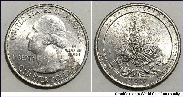 1/4 Dollar (Federal State - USA / Washington Quarter / Hawaii Volcanoes National Park // Copper-Nickel clad Copper)