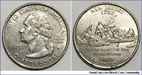 1/4 Dollar (Federal State - USA / Washington Quarter / New Jersey 1787-1999 // Copper-Nickel clad Copper)
