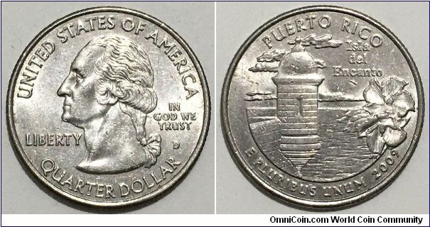 1/4 Dollar (Federal State - USA / Washington Quarter / Puerto Rico // Copper-Nickel clad Copper)