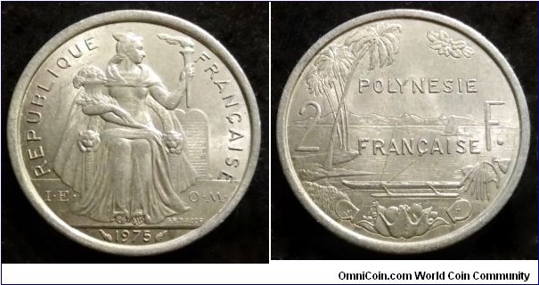 French Polynesia 2 francs. 1975 (I.E.O.M.)